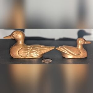 Vintage Elegant Brass Duck Pair